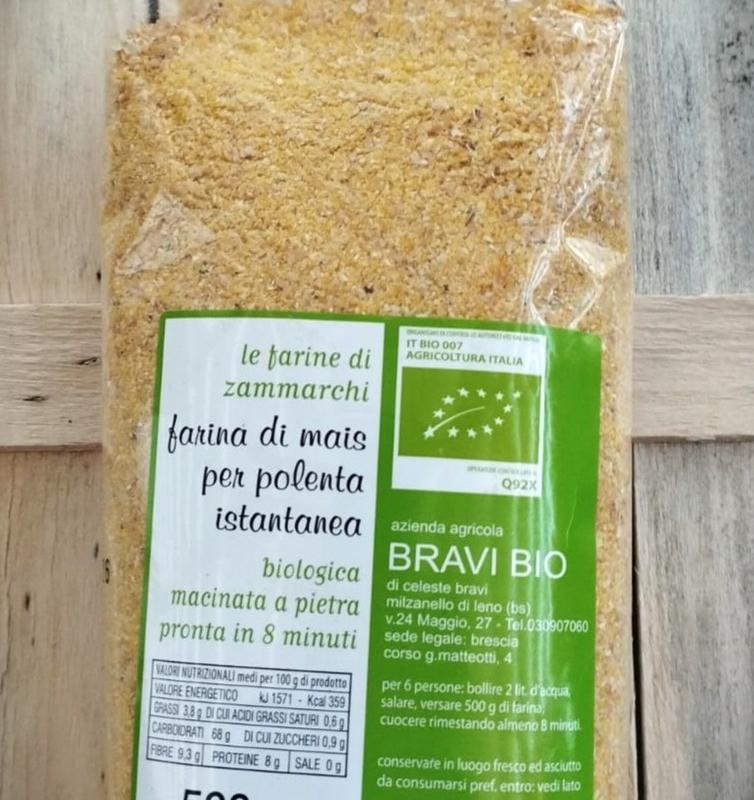FARINA DI MAIS PER POLENTA ISTANTANEA: azienda agricola Brabi Bio, Milzanello di Leno (Brescia), 500 g 